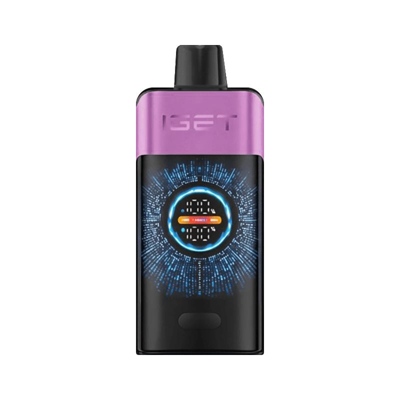 Close-up of wtf alibarbar flavour colour gradient e-liquid visible in transparent window