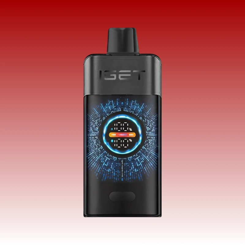 how to charge alibarbar vape on a wooden desk using a 5 V USB port—LED glowing purple indicating low battery